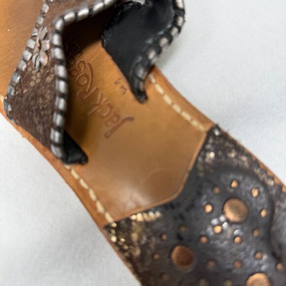 Jack Rogers Womens Flat Sandals Leather Metallic Bronze Slip-On Thong Size 6 - Picture 6 of 7